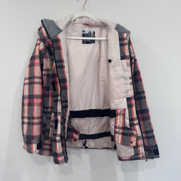 Roxy Peach Plaid Ski Snowboard Jacket and Matching Pants Outfit - Size XS - Picture 6 of 16